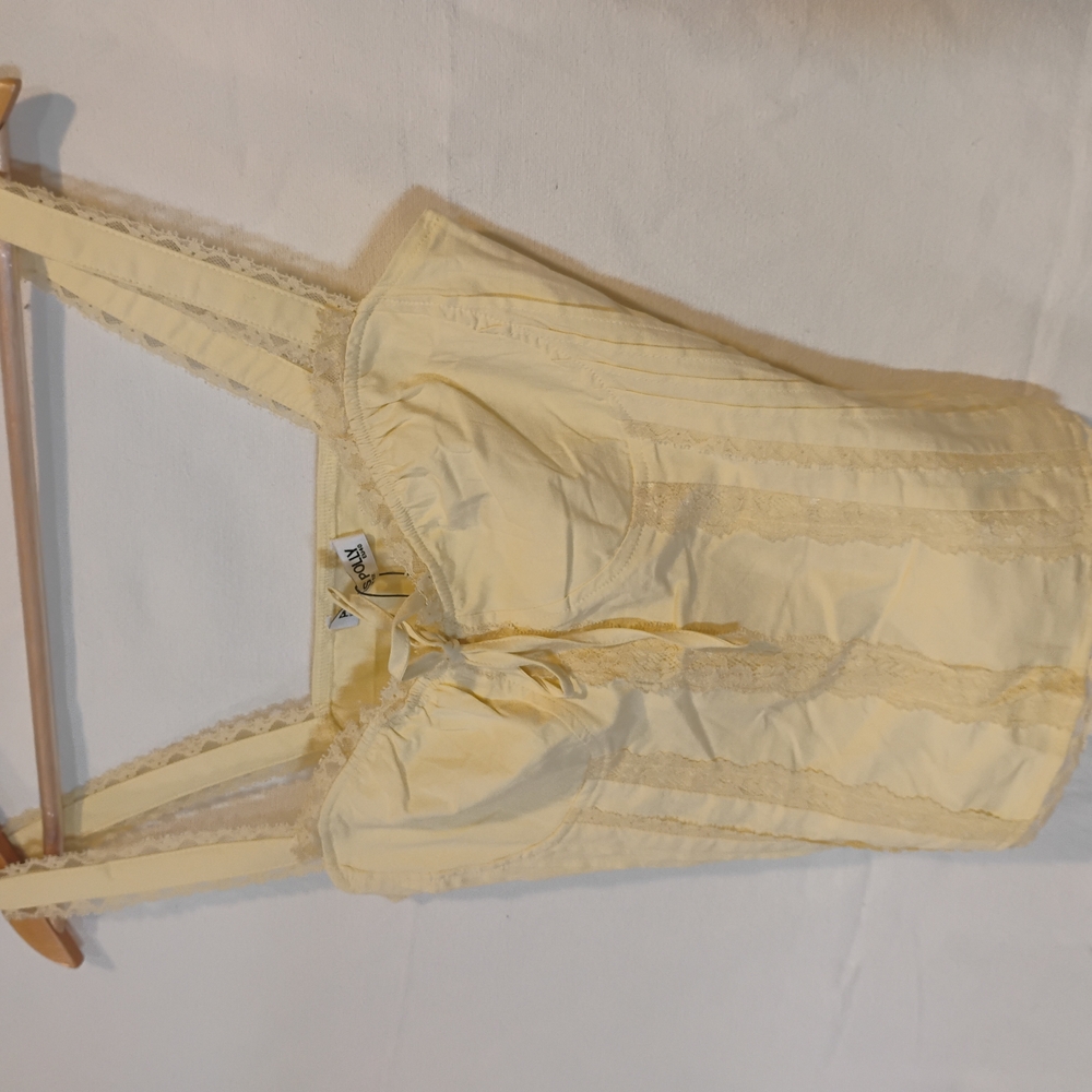 Yellow Lace Trim Tank Top